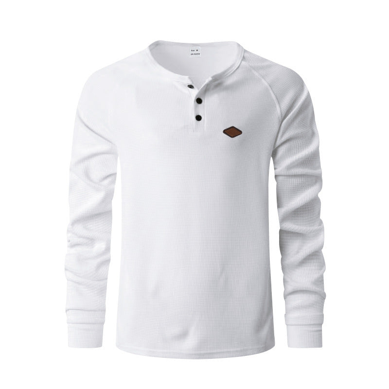 Waffle Buckle Quick-drying Raglan Henry Long Sleeve Shirt