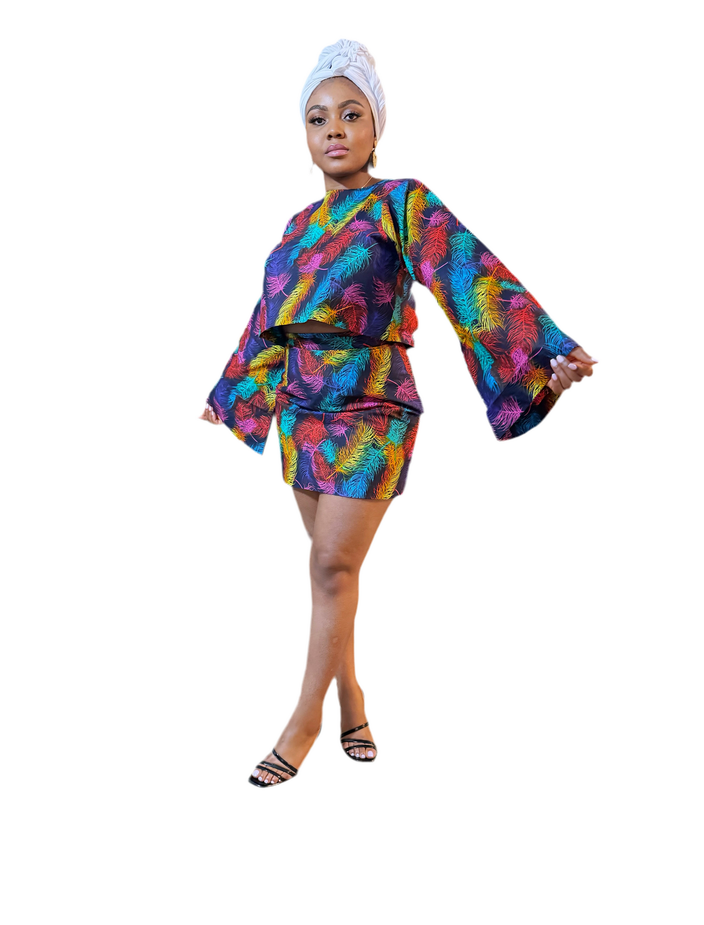 Ankara Two-Piece Set – Crop Top & Mini Skirt”