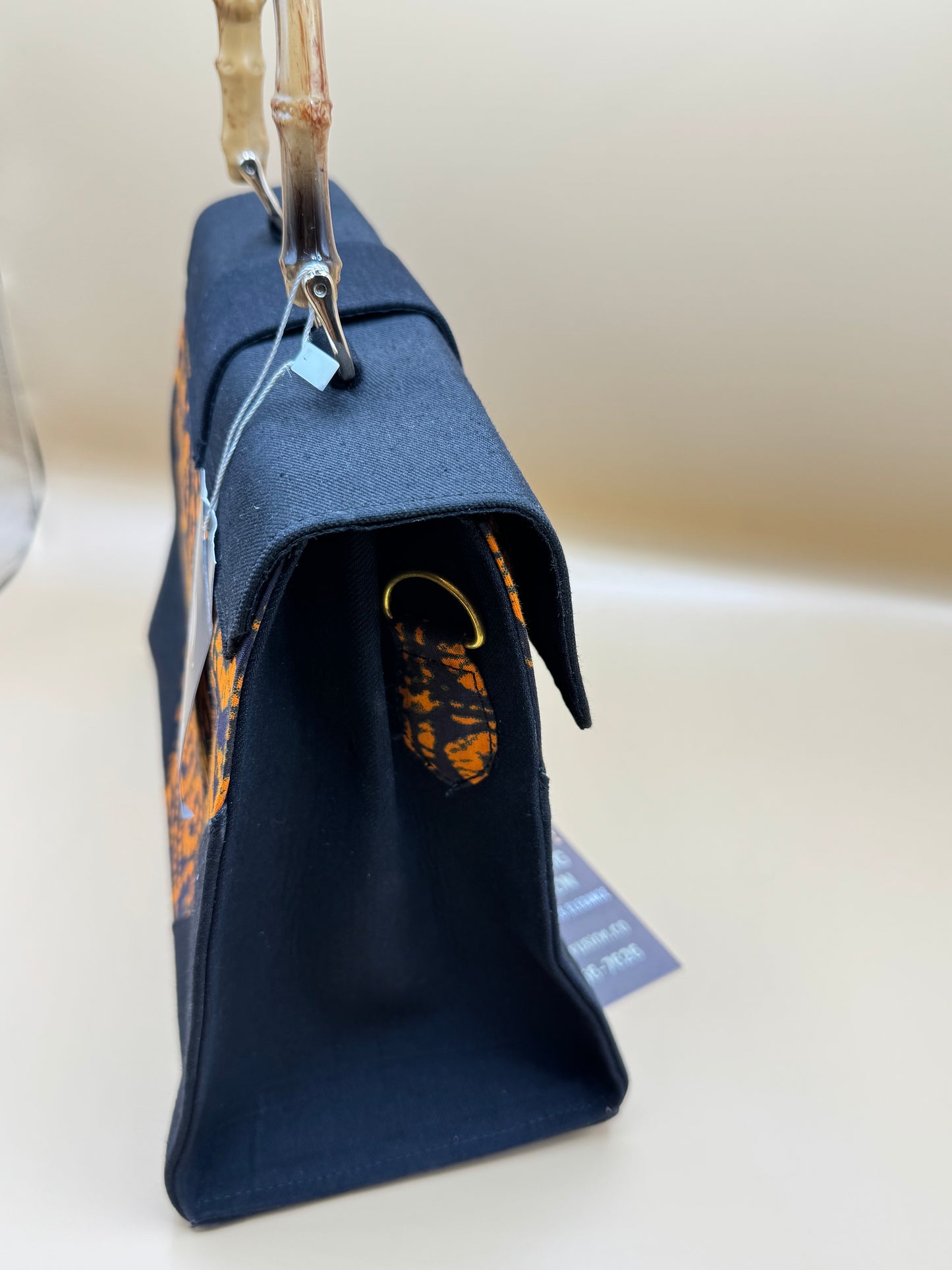Ebony Flame Batik Bag with Bamboo Handle