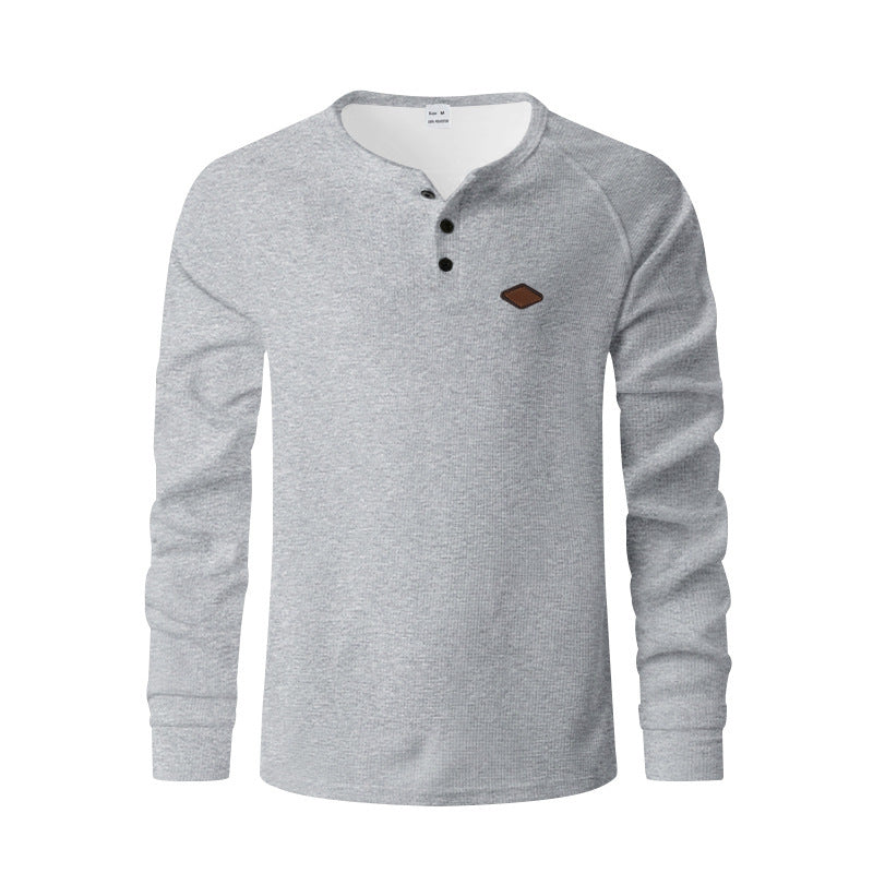 Waffle Buckle Quick-drying Raglan Henry Long Sleeve Shirt