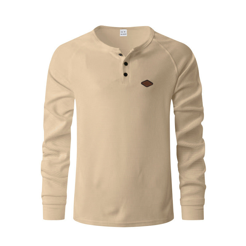 Waffle Buckle Quick-drying Raglan Henry Long Sleeve Shirt