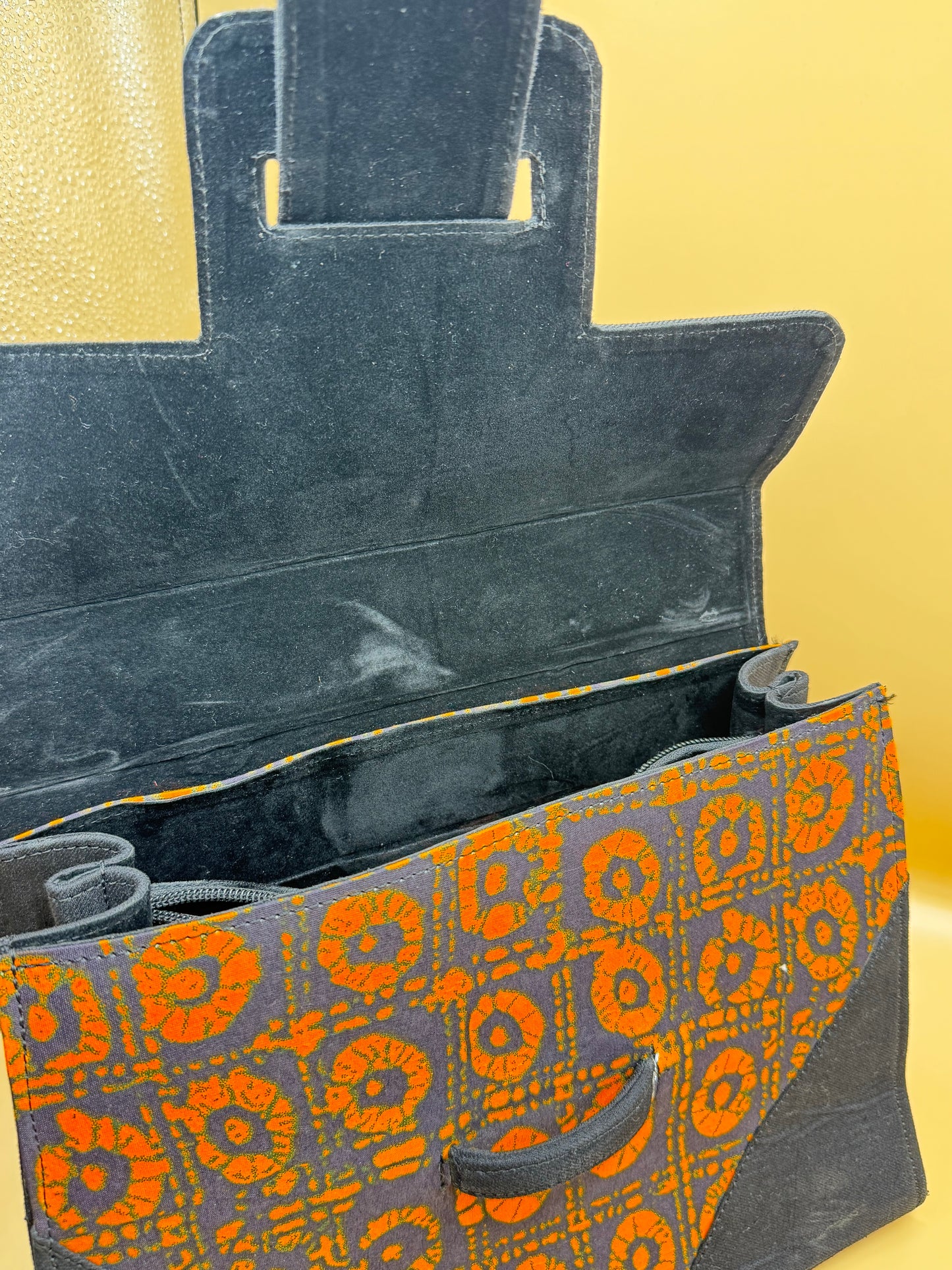 Ebony Flame Batik Bag with Bamboo Handle