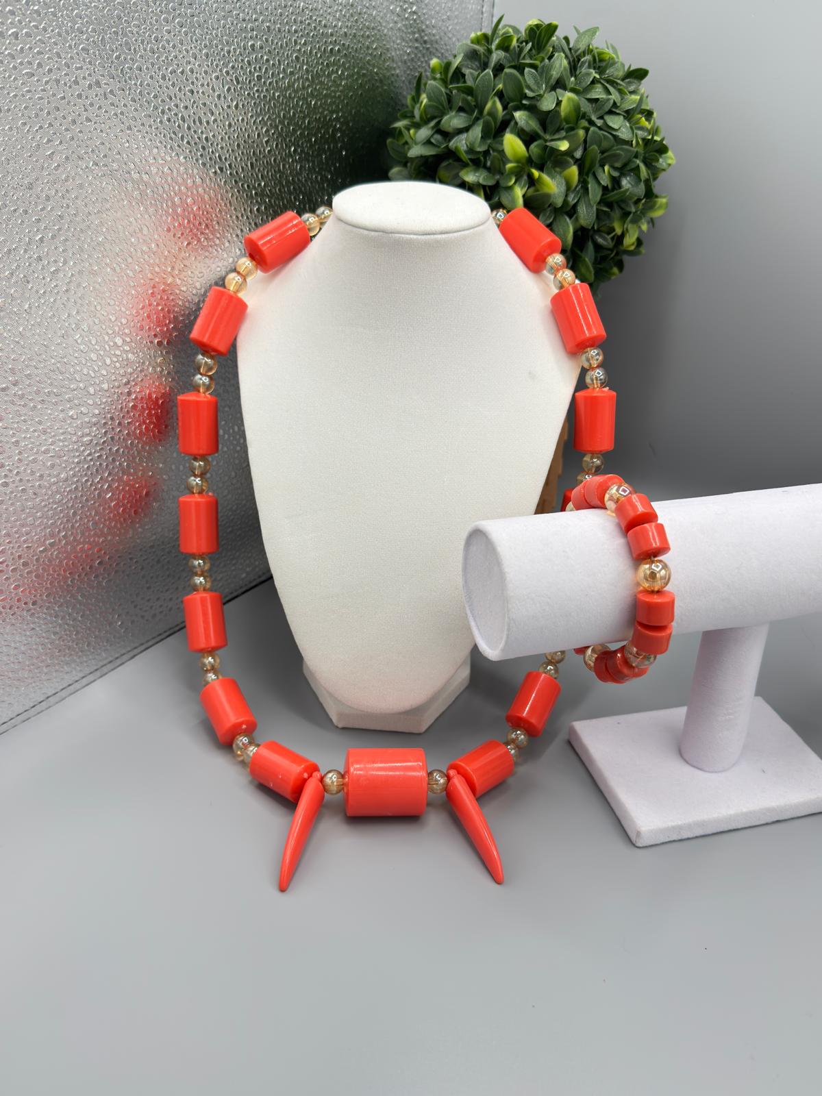 Nigerian Igbo Neck Beads and Bracelet Set