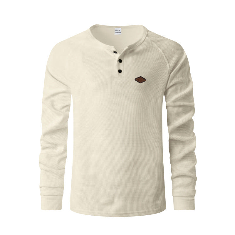 Waffle Buckle Quick-drying Raglan Henry Long Sleeve Shirt