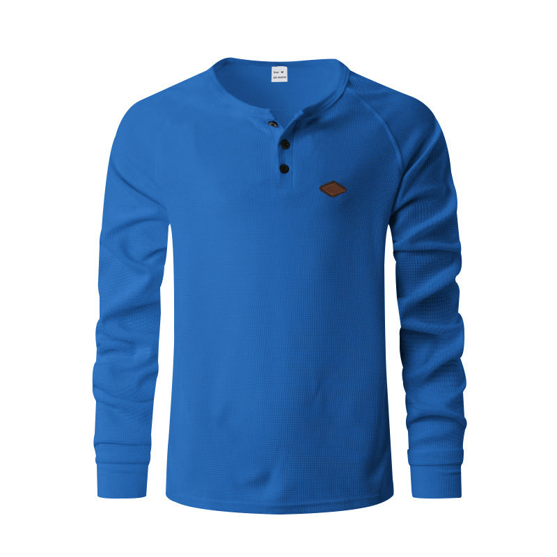 Waffle Buckle Quick-drying Raglan Henry Long Sleeve Shirt