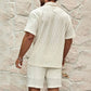 Men Loose Casual Two Pieces Lapel Button Shirt Shorts Beach