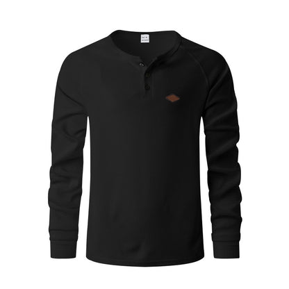 Waffle Buckle Quick-drying Raglan Henry Long Sleeve Shirt