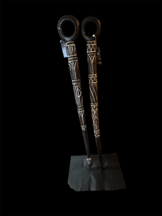 Hand-Carved Tribal Walking Stick – African-Inspired Decorative Staff