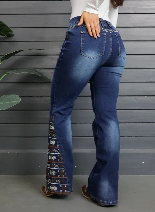 Women's High-Waist Ripped Jeans, Wide-Leg Full-Length Jeans With A Destroyed Streetwear Finish