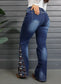 Women's High-Waist Ripped Jeans, Wide-Leg Full-Length Jeans With A Destroyed Streetwear Finish