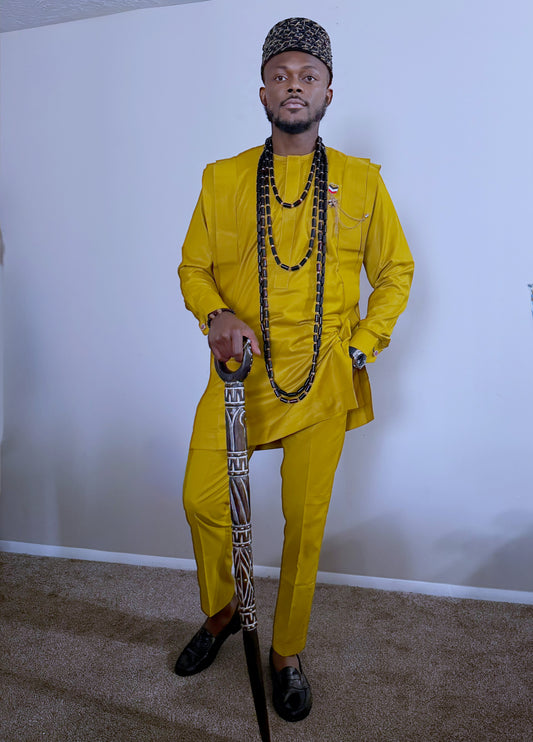 Royal Mustard Mini Agbada MenSet