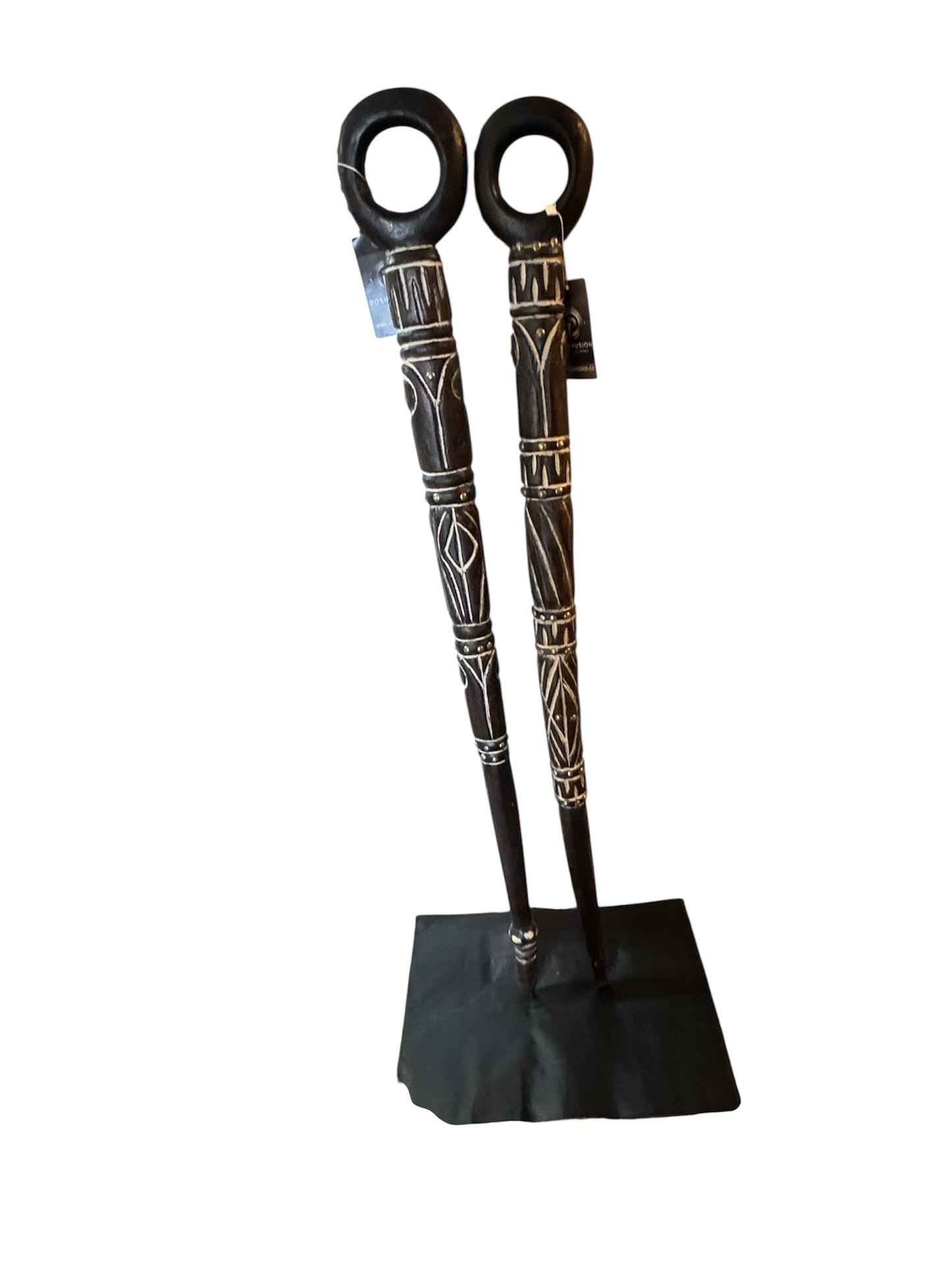 Hand-Carved Tribal Walking Stick – African-Inspired Decorative Staff