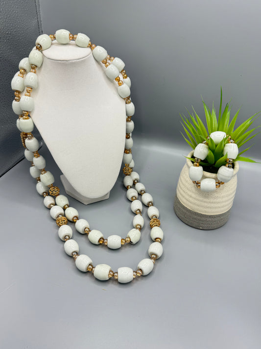 Kulture White Layered Set with Matching Bracelet