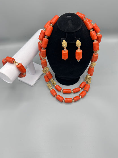 Coral Empress - Coral Beaded Jewelry Set