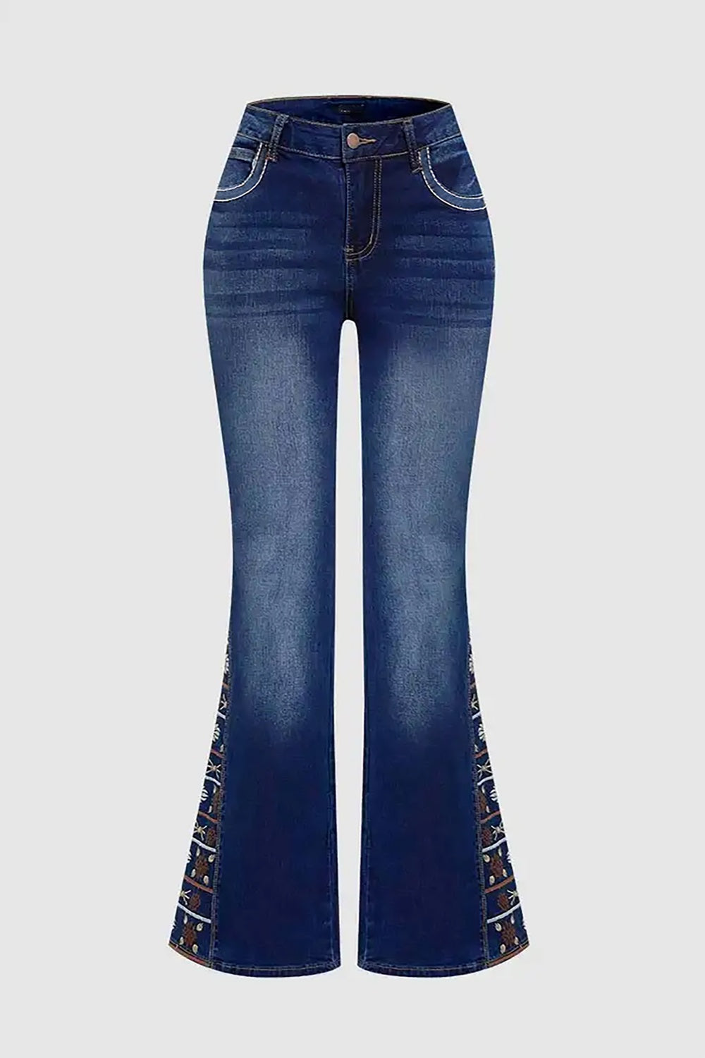 Women's High-Waist Ripped Jeans, Wide-Leg Full-Length Jeans With A Destroyed Streetwear Finish